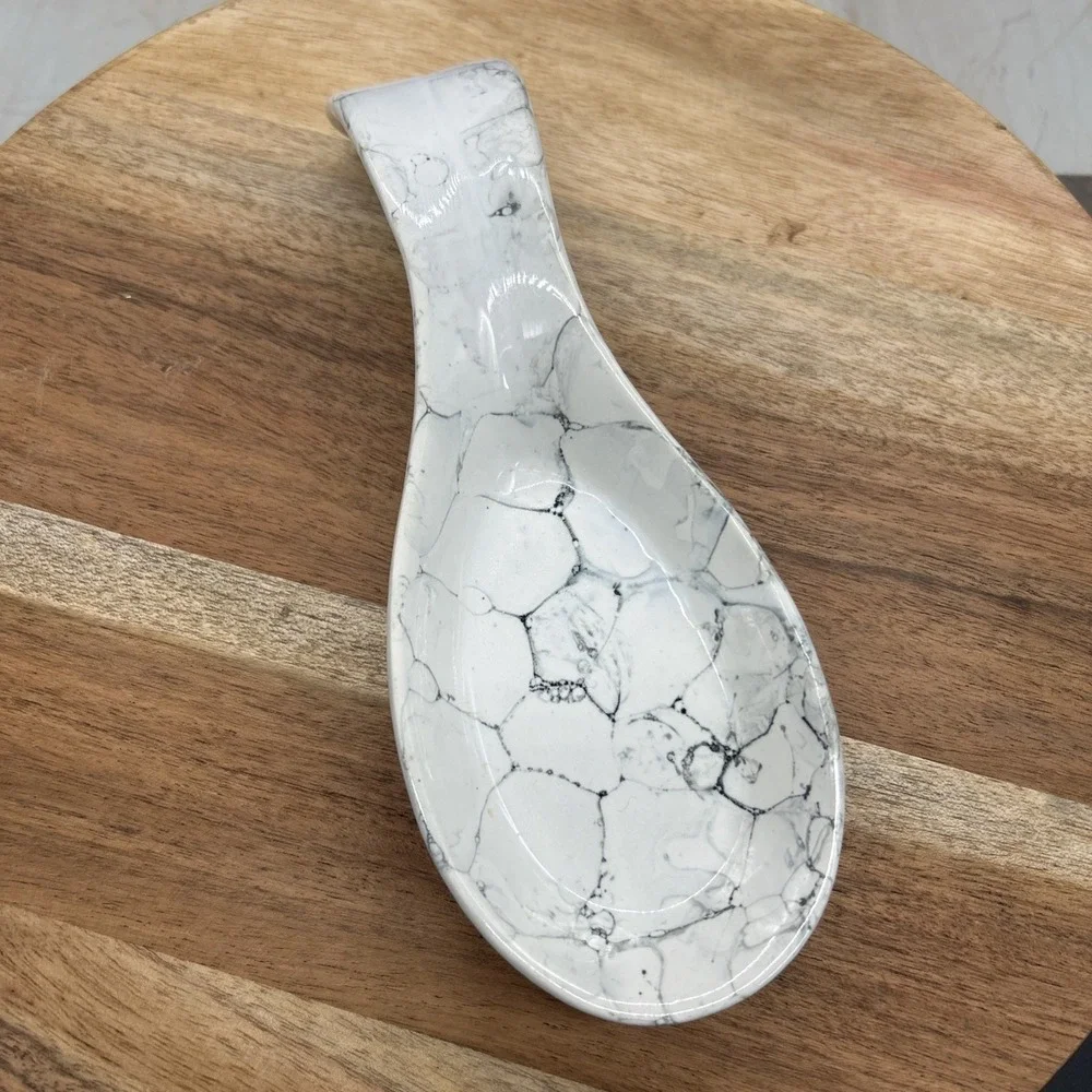 Vintage Ceramic Spoon Rest Country Kitchen Decor Marble